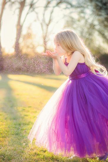 Cute Strapless Purple Long Flower Girl Dresses 2022 Popular Floor Length Tulle Girl Dress