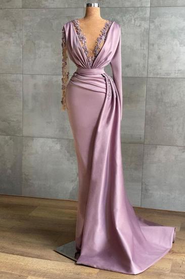 Stunning Deep V-Neck Mermaid Evening Gown with Sweep Cape_1