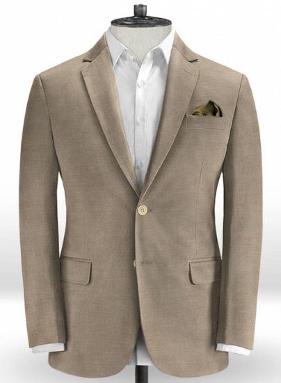 Italian beige cotton notched lapel casual suit | two-piece suit_2