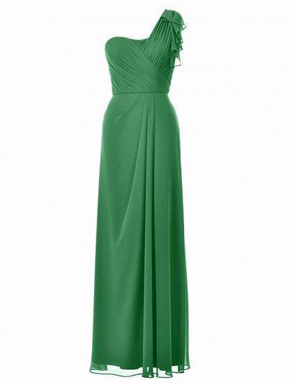 Green Asymmetric Long Chiffon  A-Line Party Bridesmaid Dress_1