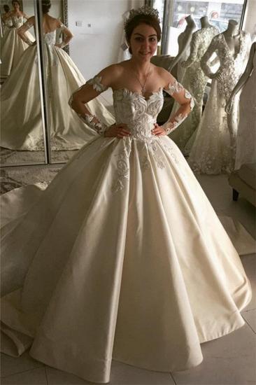 Elegante Brautkleider mit langen Ärmeln | Spitzen-Ballkleid-Brautkleider