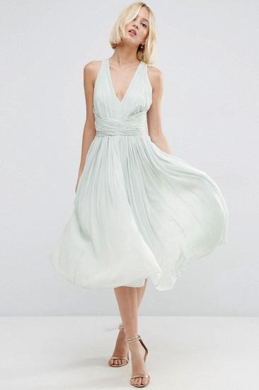 Knee-Length V-Neck Sleeveless Chiffon Bridesmaid Dress With Ruching And Straps_2