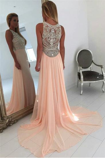 Coral Pink Chiffon Crystals Prom Dresses 2022 Sleeveless Beading Popular Long Evening Gown