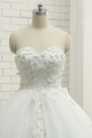 TsClothzone Gorgeous Sweatheart White Wedding Dresses With Appliques A line Tulle Ruffles Bridal Gowns Online_5