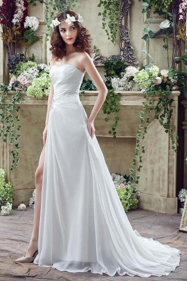 Gorgeous Chiffon Sweetheart Bridal Dress Side Slit Wedding Dress On Sale_3