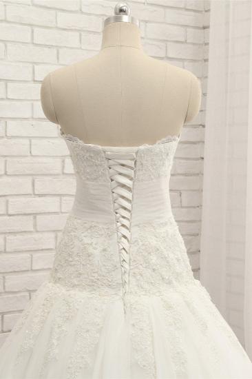 TsClothzone Glamorous Strapless Tulle Lace Wedding Dress Sweetheart Sleeveless Bridal Gowns with Appliques On Sale_5