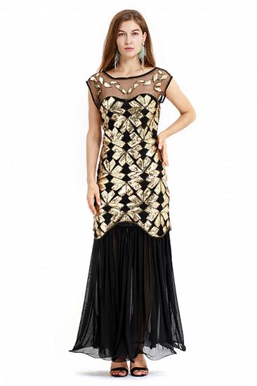 Beautiful Cap sleeves Long Black Cocktail Dresses | Shining Sequined Dress_13