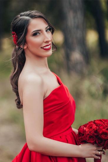 Rote Brautkleider A-Linie | Günstige Brautkleider aus Satin_6