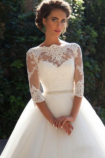 Princess Lace Half Sleeves Elegant 2022 Ball Gown Wedding Dresses_1