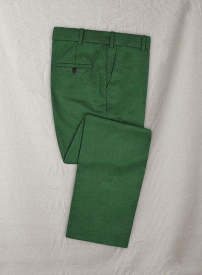 Anzug mit fallendem Revers aus grüner Wolle | zweiteiliger Anzug_4