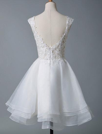 Gorgeous Jewel Sleeveless Lace Ruffles White Short Wedding Dresses_5