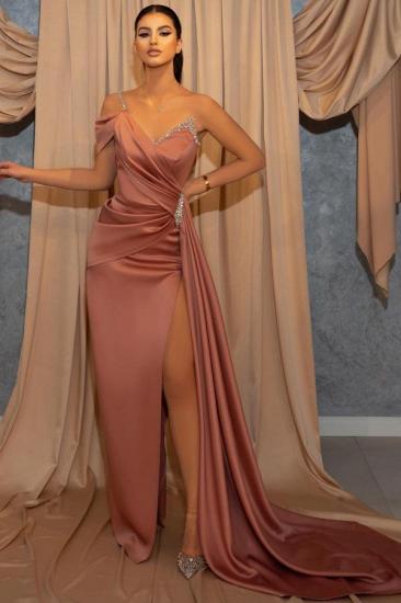 Dusty Pink Long Sleeveless Prom Dresses Cheap | Glitter prom dresses