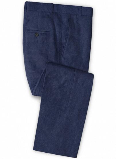 Elegant denim dark blue linen suit_3