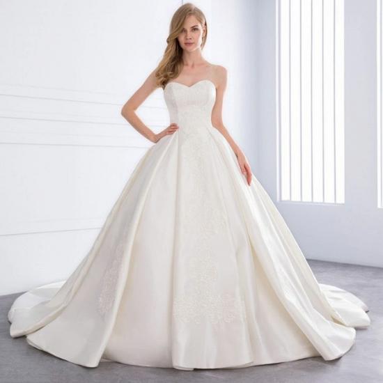 Sweetheart Strapless Lace Ball Gown Wedding Dresses | Open Back Pleated Bridal Gowns_2