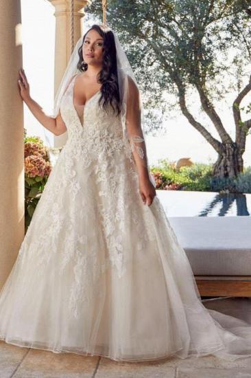 Plus Size white tulle Lace Garden Wedding Dress