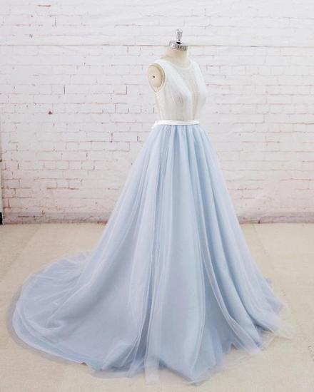 TsClothzone Gorgeous Light Blue Tulle Lace Wedding Dress Sheer Back Summer Bridal Gowns On Sale_3