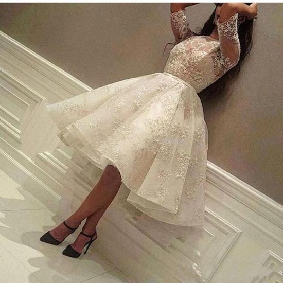 Puffy Lace Prom Dresses | Jewel Half Sleeves Homecoming Dresses_3
