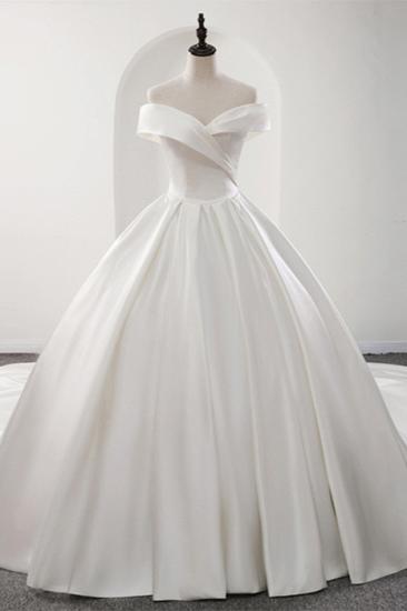 TsClothzone Glamorous White Satin Ruffles Wedding Dresses Off-the-shoulder A-line Bridal Gowns Online