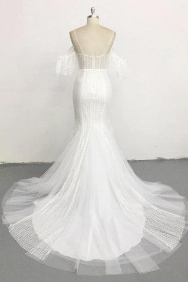 TsClothzone Stylish Sleeveless V-Neck Ivory Wedding Dresses Spaghetti Straps Pearls Bridal Gowns On Sale_3