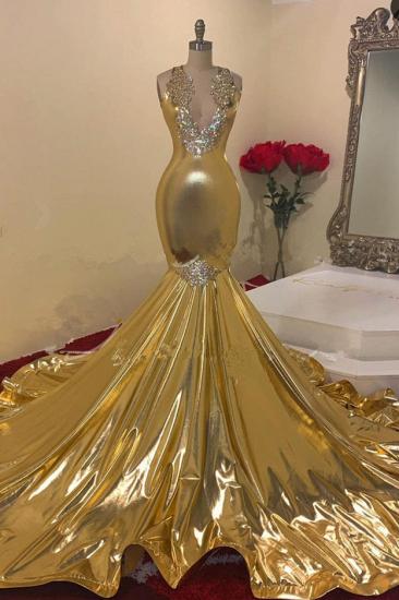 Sparkle sequined gold mermaid prom dress