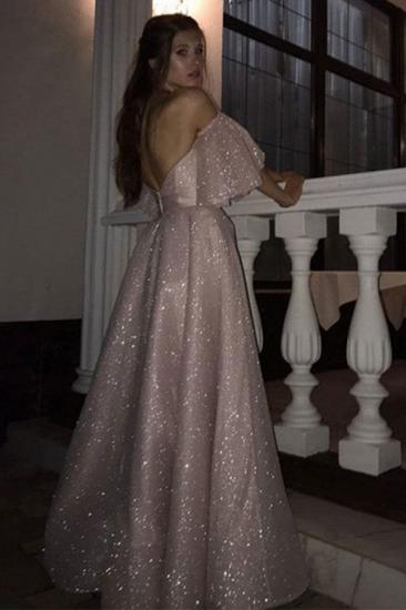 Sparkle Pearl Pink Sequined High Split A-line Prom Dress with Bracelet_4