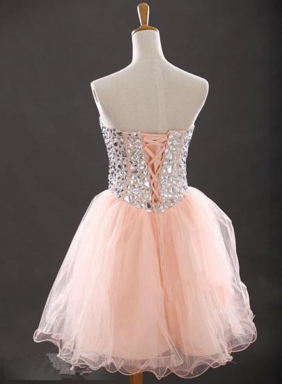 Crystal Sweetheart Pink Mini Homecoming Dress with Rhinestones Latest Organza Lace-Up Short Cocktail Dress_2