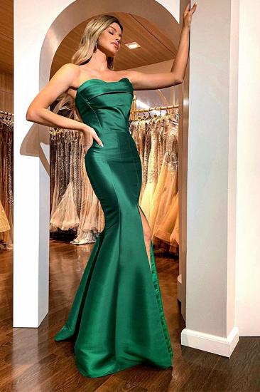 Elegant Emerald Green Sweetheart Mermaid Simple Prom Dresses Online with High Split
