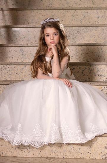 Tulle Long sleeve Puffy Princess lace Appliques Flower girl Dresses_1