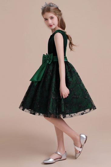 Autumn Knee Length Flower Girl Dress | Lace Velvet A-line Little Girls Pegeant Dress Online_5