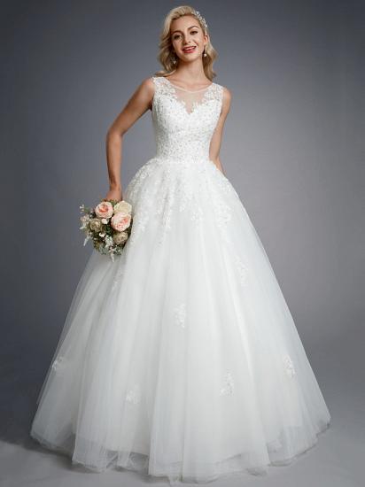 Formal Ball Gown Wedding Dresses Jewel Lace Tulle Straps Casual Backless Bridal Gowns Online_4