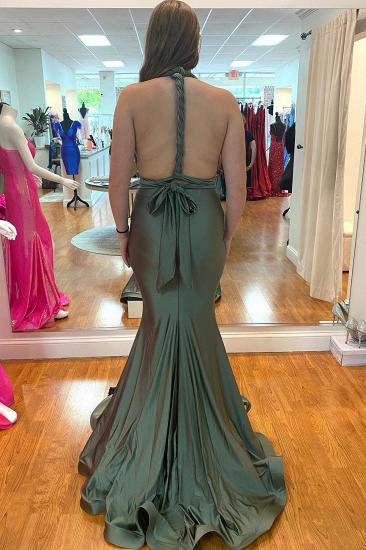 Wide Strap Backless and Floor Ruffle Mermaid Prom Dress | Deep V Neck Prom Dress_3