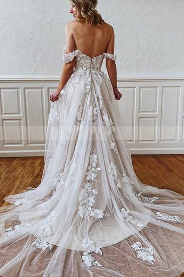 Sweetheart Straps 3D Floral Lace Aline Wedding Dress_2