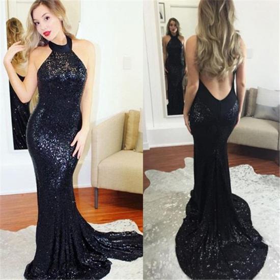 Halter Sleeveless Sparkly Sequins Formal Dresses Cheap 2022 Open Back Sexy Evening Gown_3