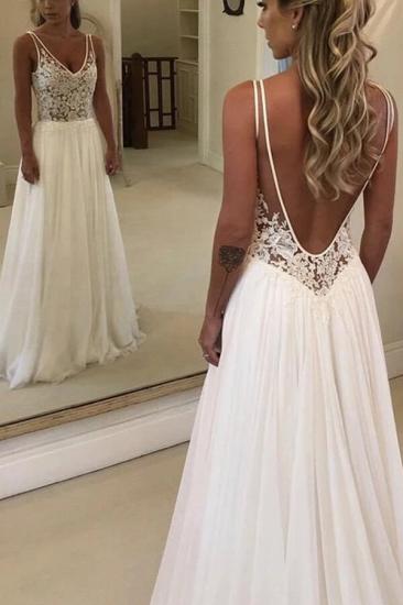 V-Neck Sleeveless Beach Wedding Dress Lace Long Bridal Gowns On Sale_2