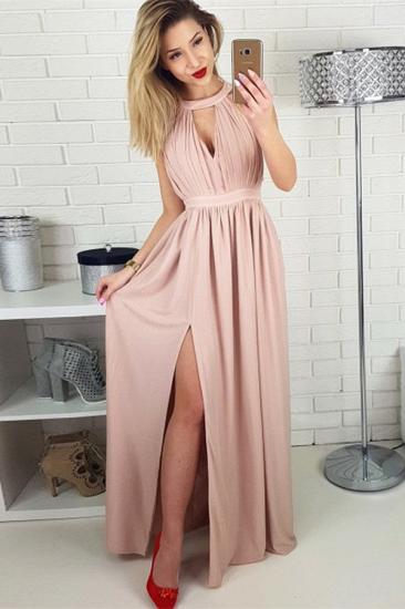 Simple A-line Sleeveless Evening Dresses 2022 | Side Slit Ruffles Party Dresses_2