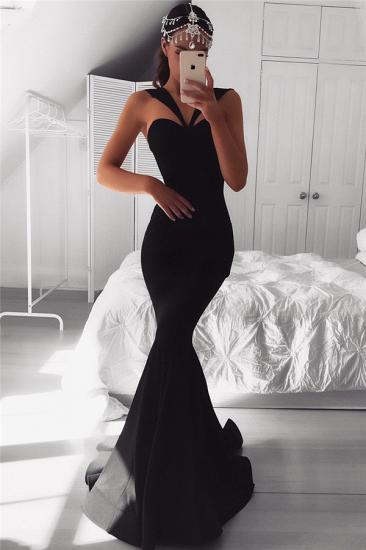 Sexy Sleeveless Mermaid Black Evening Dresses | Cheap Sweep Train Long Prom Dresses 2022_1