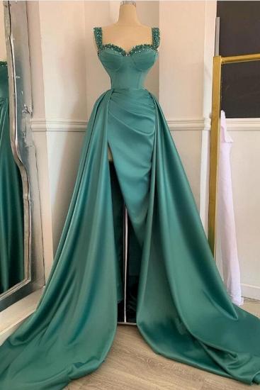 Luxury Sleveless Slim Mermaid Evening Gown with Long Sweep Train_1