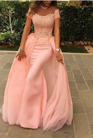 New Arrival Pink Off the Shoulder Evening Gown Short Sleeve  Mermaid Long Prom Dress