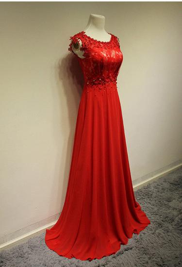 Red Elegant Lace 2022 Evening Dresses Sweep Train Zipper Beading Prom Gowns_2