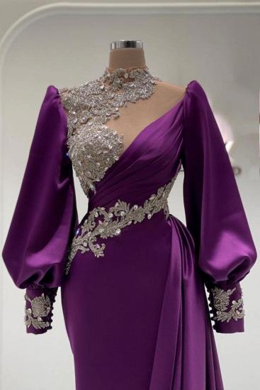 Elegante Abendkleider lang lila | Ballkleider mit Ärmeln_2
