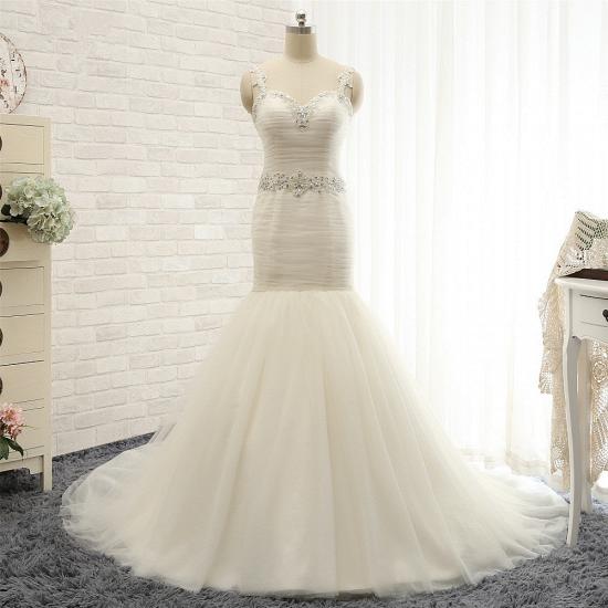 TsClothzone Unique Ivory Straps Mermaid Wedding Dresses Tulle Ruffles Sequins Bridal Gowns Online_7