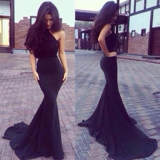 Sexy Mermaid One shoulder Party Gowns Latest Sweep Train 2022 Evening Dresses_3