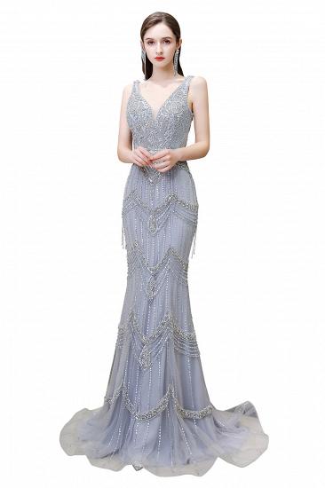 Gorgeous Silver Feather Cape Mermaid Sparkle Prom Dress_13