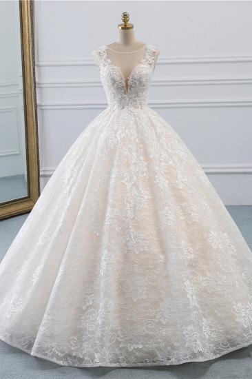 TsClothzone Exquisite Jewel Sleelveless Lace Wedding Dress Ball Gown appliques Bridal Gowns Online_2