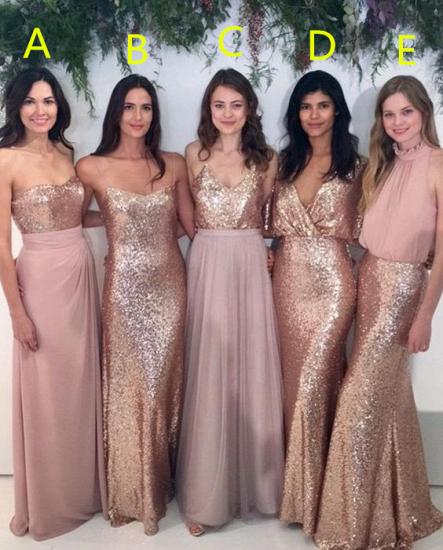 Sexy Sequins Cheap Bridesmaid Dresses | Chiffon Floor Length 2022 Maid Of Honor Dresses Online_2