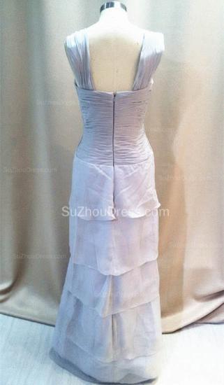 Elegantes abgestuftes silbergraues langes Chiffonkleid für die Brautmutter mit Jacke Custom Plus Size Mother Dress_3