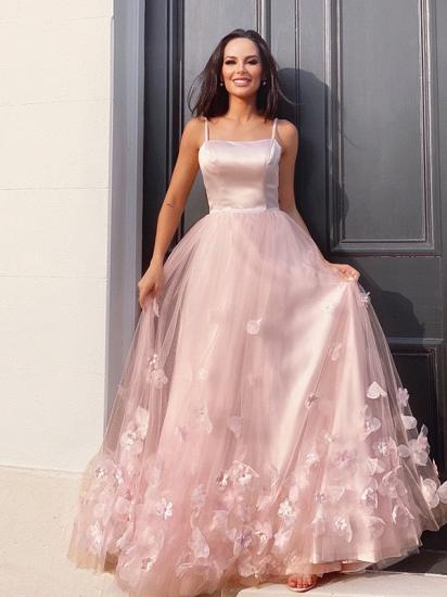 Beautiful pink strapless tulle floor lenth prom dress