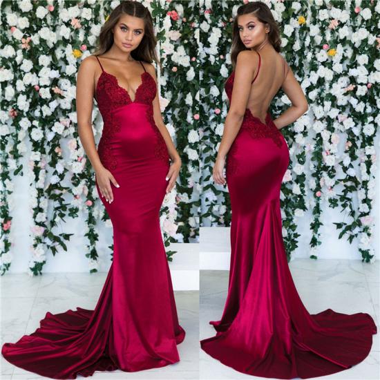 Magenta Backless Mermaid Spaghetti Straps Evening Dresses | Sleeveless Mermaid Lace Prom Dresses 2022 Cheap_4