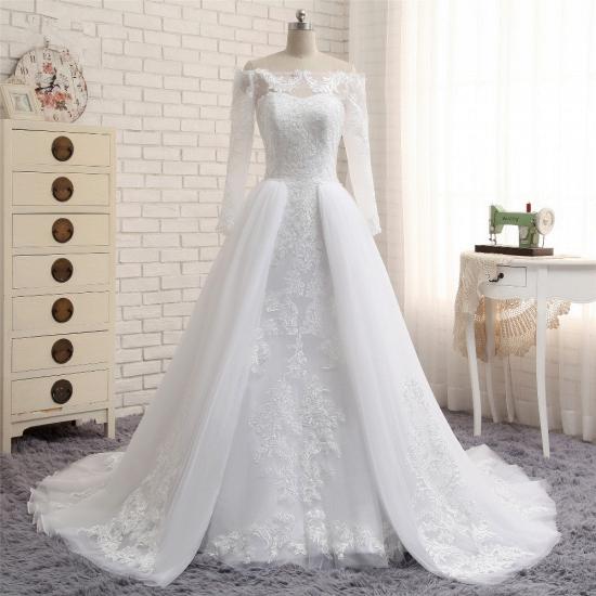 TsClothzone Unique Bateau Longsleeves A-line Wedding Dresses With Appliques White Tulle Bridal Gowns On Sale_6
