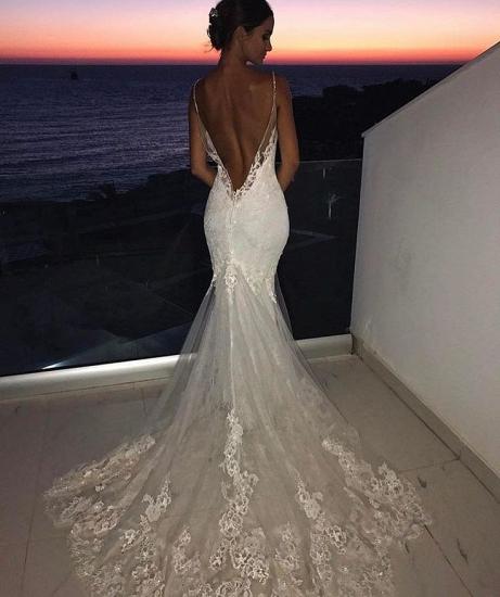 Backless Wedding Dresses Lace Mermaid | Sexy Spaghetti Straps Bride Dress_4